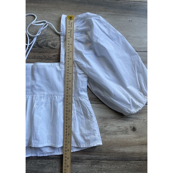 New Abercrombie Fitch White Puff Sleeve Crop Top Lined Size X-Small Festival - Picture 6 of 7